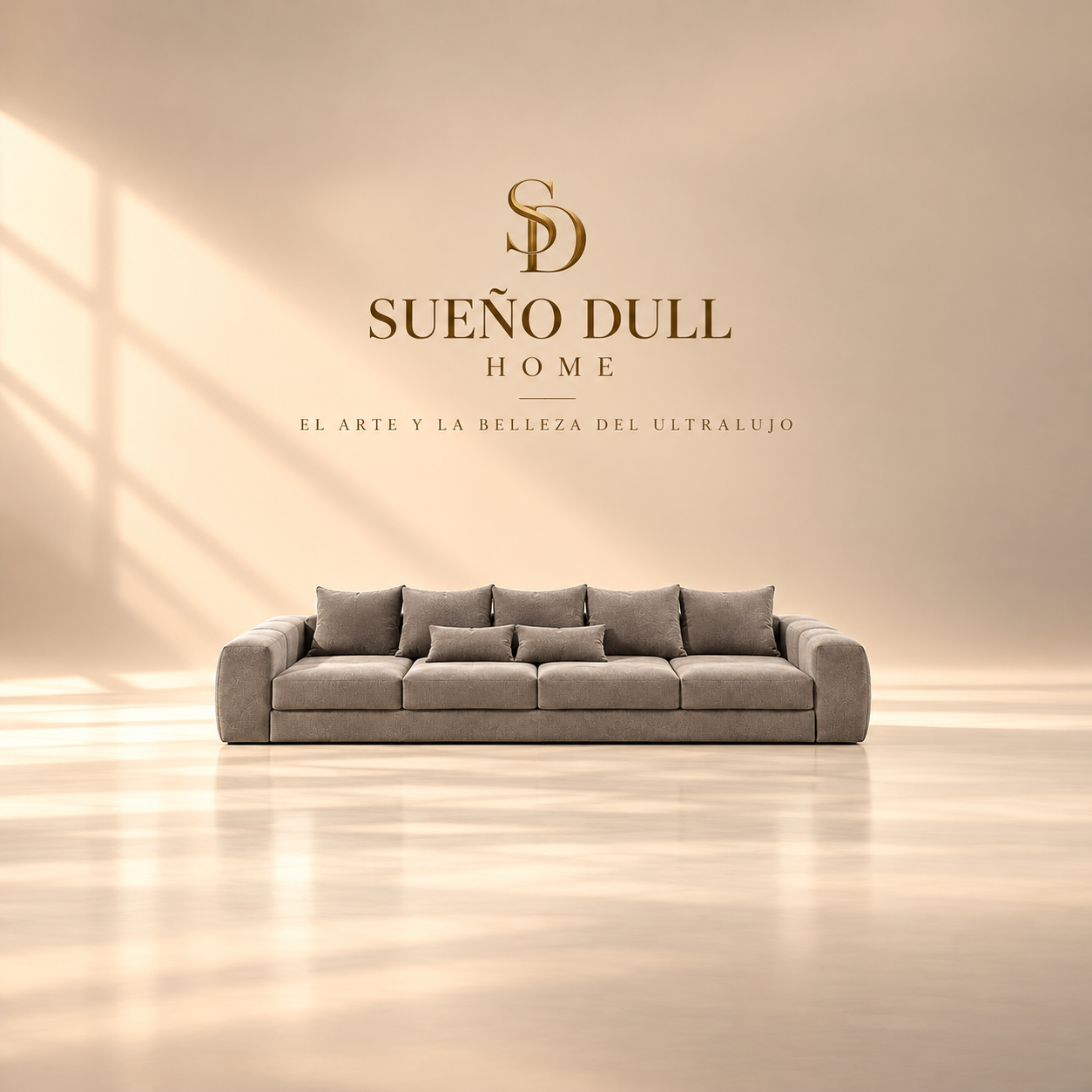 Sofá taupe Sueño Dull Home en un ambiente cálido con luz natural
